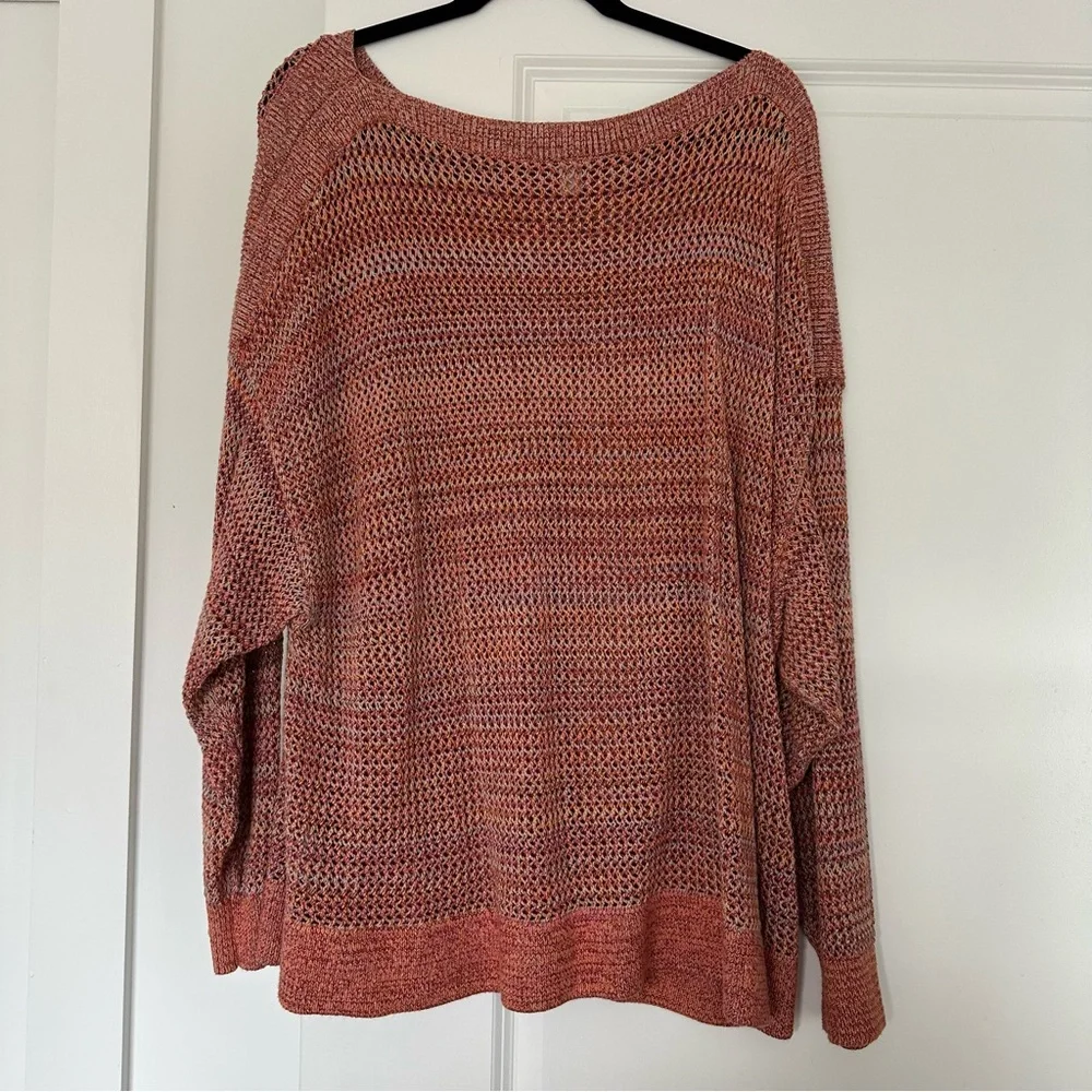 Old Navy (3X) Coral Pink Multicolor Knitted Crewneck Loose Fit Sweater - Picture 7 of 8